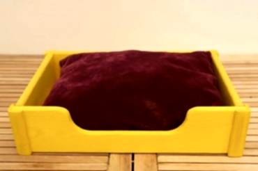 Dekoratif Ahşap Kedi Yatağı, Kedi Ve Köpek Yatağı, Evcil Hayvan Yatağı Sarı